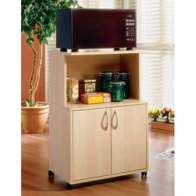 Nexera Delissio Microwave Kitchen Cart in Natural Maple