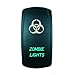 STVMotorsports Laser Backlit Green Rocker Switch Zombie 20A 12V On/Off LED Light