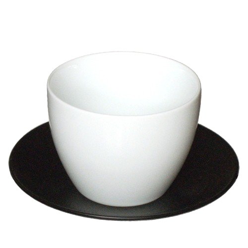 白山陶器 陶茶托(黒炭釉) ＋ 湯のみ猪口