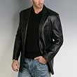 BGSD Men's One Button Lambskin Leather Blazer - Regular, Tall, Big, Big & Tall
