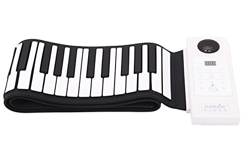 Musical Piano Toys with Portable Electronic Piano 88 Keys , Flexible Roll up Piano, Gifts for Piano Players - White