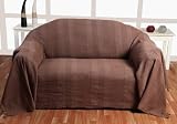 Homescapes - Rajput Ribbed Extra Large Throw - 100 x 140 Inches - Plain Chocolate - Handmade 100% Cotton - Suitable for most 3 to 4 Seater Sofas - Super King Size Bedspread - Easy care washable at home