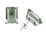 14k White Gold 14x10mm Rectangular Green Amethyst Stud Earrings