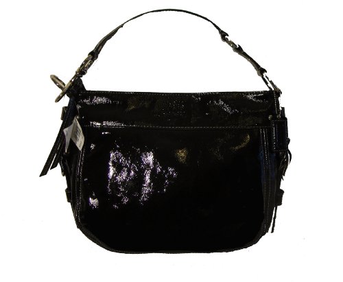 Coach Black Patent Leather Zoe Hobo Zip Handbag 12735 $428