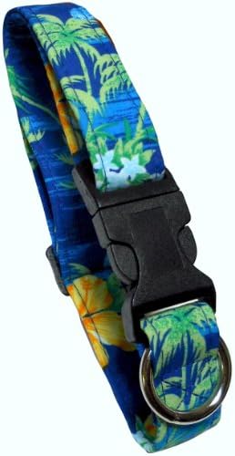 Beach Dog Palm Pet Collar, Medium, Blue