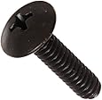 Steel Truss Head Machine Screw, Black Oxide Finish, Meets ASME B18.6.3, #2 Phillips Drive, #10-24 Thread Size, 3/4" Length, Fully Threaded, Imported (Pack of 100)