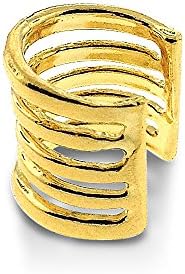 Sterling Silver 925 Ear Cuff for Earrings Shinny Five Bar Design Nickel Free & Tarnish Free Gold Overlay