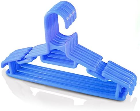 Clothes Hangers - Other Colors Available - Standard Baby, Infant, and Toddler Size - Nursery Closet Organizers - Multiple Notches in Each Hanger Make a Prefect System for Organization, Hanging, and Storage of Apparel and Décor: Onesies, Shirts, Pants, Skirts, and Coats - Great Product for an Additional Attachment to Baby Gift Basket Sets - Satisfaction Guaranteed - 10 Piece - Blue