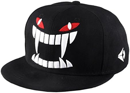 Bayto Unisex Canvas Snapback Fashion Street Hats Harajuku Style Embroidery Tooth BD038 Black