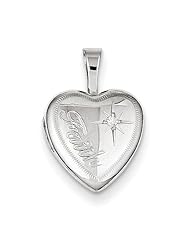 Sterling Silver & Diamond Faith 12mm Heart Locket
