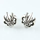 Fleur De Lis Sterling Silver Studs with White Cubic Zirconia