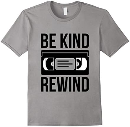 Men's Be Kind Rewind T-Shirt VHS 80s 90s Nostalgia Never Forget Large Slate