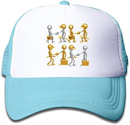 Welgb Kid Gold And Silver Stereo Little People Shake Hands Mesh Trucker Cap Adjustable Hat