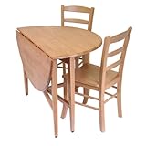 Dinning Set, Folding Round Table, 2 Chairs, Beechwood
