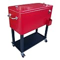 Metal Beverage Cooler Cart - Red