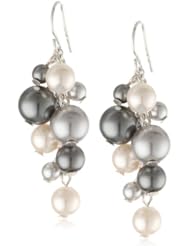 Colored Simulated Pearl Cluster Drop Earrings