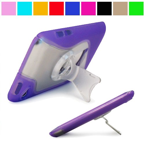 Durable Protective Two Tone Rubberized Crystal Hard Case Cover with Stand Alone Kickstand for iPod Touch 4th Generation ( 8GB 16GB 32GB ), Purple