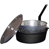 King Kooker CIFFB 6-Quart Cast-Iron Dutch Oven with Aluminum Lid and Basket