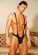 Mens Suspender Thong (Black;Men's One Size)