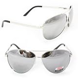 Hotlove Aviator Sunglasses 5007 Silver Metal Smoke Mirror Reflect Lens for Men and Women