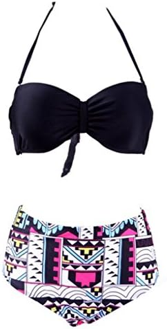 Staringirl Women 50s Pinup Girl Rockabilly High Waist Retro Bikini Swimsuit Set Small Patten 26