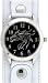 Dragon Women's Silver Silhouette Punk Biker White Leather Band Wrist Watch