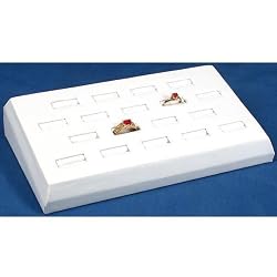 18 Ring Tray White Leather Jewelry Showcase Display Box