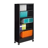Five Shelf Mobile Steel Bookcase 78H Black