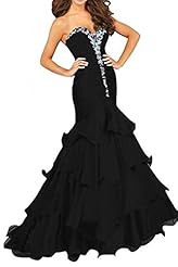 Sexy Strapless Mermaid Cocktail Lace  Beaded Evening Dress/Prom Dress/Wedding Party Dress  With Ruffles