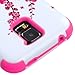 Asmyna TUFF Hybrid Phone Protector Cover for Samsung Galaxy S5 - Retail Packaging - Spring Flowers/Electric Pink