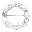14K White Gold White Akoya Pearl Circle Brooch