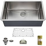 Zuhne 30 Inch Undermount Single Bowl 16 Gauge Stainless Steel Kitchen Sink