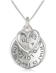 Sterling Silver "Pursue What Is True, Beautiful, and Lovely and Happiness Will Soon Follow" Two Reversible Charm Pendant Necklace , 18"