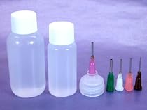 Beachcombers! 1oz & 1/2oz Soft Squeeze Fine Metal Tip Moroccan Blunt Needle Syringe Type Body Art Henna Tattoo Applicators, 5 Tips 2 Bottles