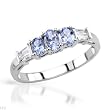 Three-stone Plus Ring With 1.30ctw Precious Stones - Genuine Sapphires and Tanzanites in White Gold- Size 7 (Size 7)