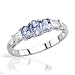 Three-stone Plus Ring With 1.30ctw Precious Stones - Genuine Sapphires and Tanzanites in White Gold- Size 7 (Size 7)