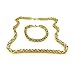 Men's Stainless Steel Mechanic Bracelet Necklace Link Byzantine Chain Set Gold Color- Biker Chain