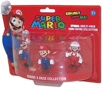 Super Mario - Mini Figures 3 Pack Collection - MARIO 3 PACK (Mario Jumping, Mario &amp; Fire Mario)