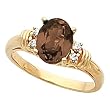 14K Yellow Gold Smoky Quartz and Diamond Ring