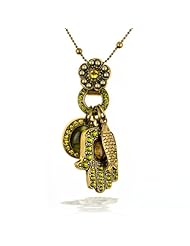 Amaro Jewelry, Necklace - Hamsa Amulet in Bronze and Olive Tones - 3C538PLGE