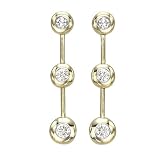 3 Diamond Earrings 1/2 ct. Bezel set in 14K Yellow Gold