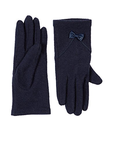 Accessorize Womens Wool Gloves With Bow And Piping Size Small/Medium Navy