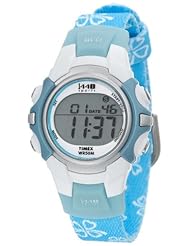 Timex Womens T5G891 1440 Sports Digital Blue Floral Fabric Strap Watch