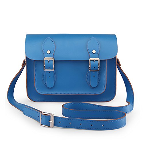 Damai Genuine Leather Messenger Bag Women Crossbody Satchel Bag Briefcase-11 Inch (Sky Blue)