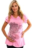 Kiki's Maternity: Pink Flower Short Sleeve Maternity Shirt