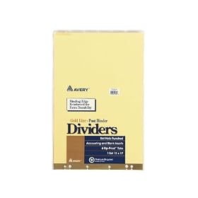 AveryInsertable Tab Post Binder Dividers, 6-Tab with Inserts, 11 x 17 Inch, Clear, 6 per Set (11644 )
