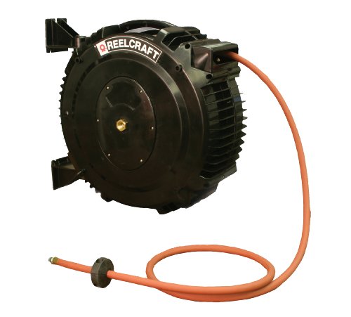 Reelcraft SHA3850 OLP 1/2-Inch by 50-Feet Spring Driven PVC Hose Reel for Hot Water Wash