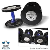 Hampton Gel Grip Urethane Dumbbells with Blue Handle - 42.5 Pound - Sold in Pairs!