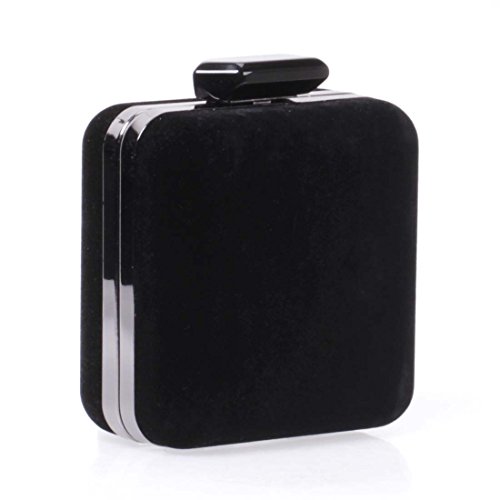 BMC Womens Small Square Velvet Hard Case Fashion Chain Party Clutch Handbag