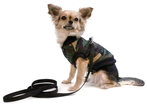 Winter Dog Harness Jacket with Leash Small Green Camo